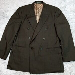 Vintage Brandini Jacket Mens 42 Tall‎ Green Wool Suit Coat Pockets Le Collezioni